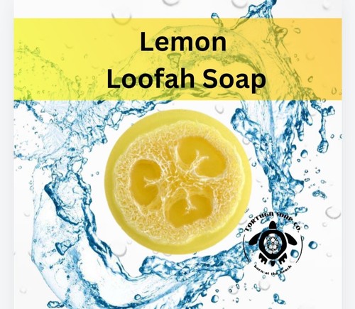 Lemon Loofah Soap Bar - Handmade Vegan Vegetarian Natural Loofa Sponge Glycerin