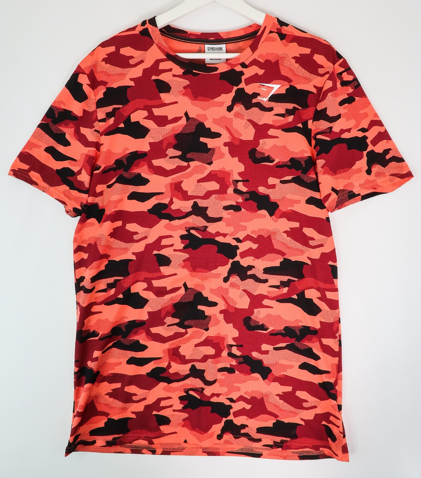 Gymshark Camouflage TShirt Short Sleeve Men's Medium Orange Red Black