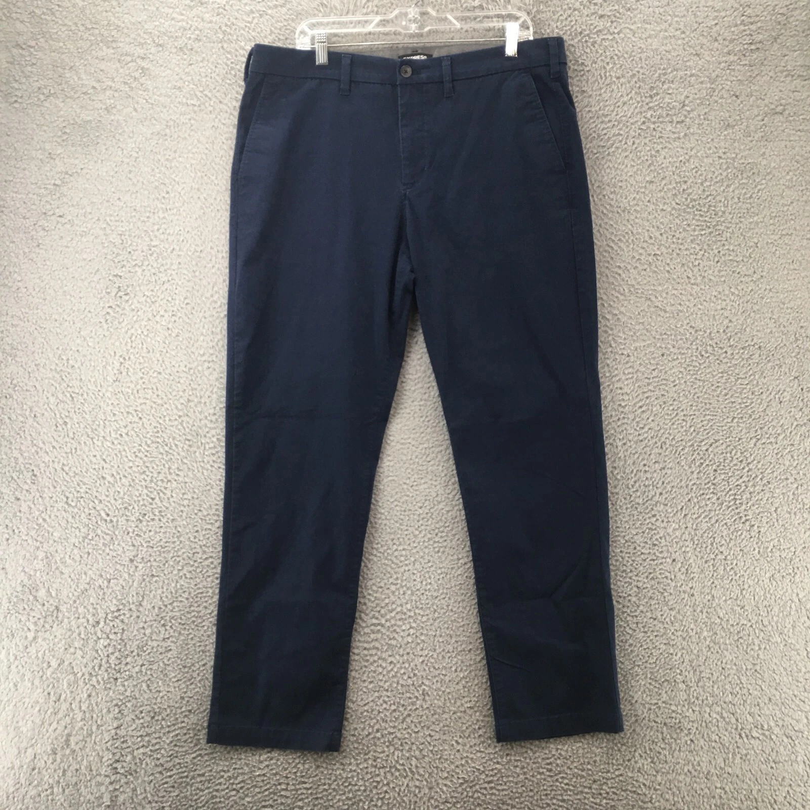 Express Straight Chino Pants Mens 36x32 (Actual 38x30) Blue Mid Rise Casual Zip