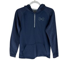 Under Armour Hoodie Youth XL Navy 1/4 Zip Cold Gear Storm Pullover Loose Fit