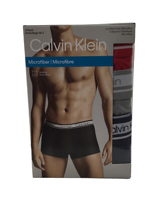 Calvin Klein Mens Microfiber Wicking Low Rise Trunk 3 Packs Multicolor Md