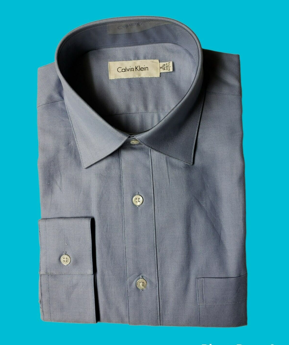 Calvin Klein Designer's Men's Long Sleeve Blue Dress Shirt 16\
