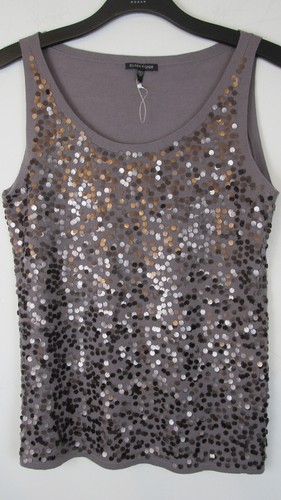 178 $ Eileen Fisher Größe L eisige Pflaume Paillette Merinowolle Strick Shell Top neu mit Etikett - Bild 5 von 9