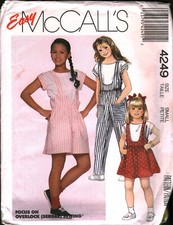 4249 Vintage McCalls SEWING Pattern Girls 1980s Top Jumper Jumpsuit Romper OOP S