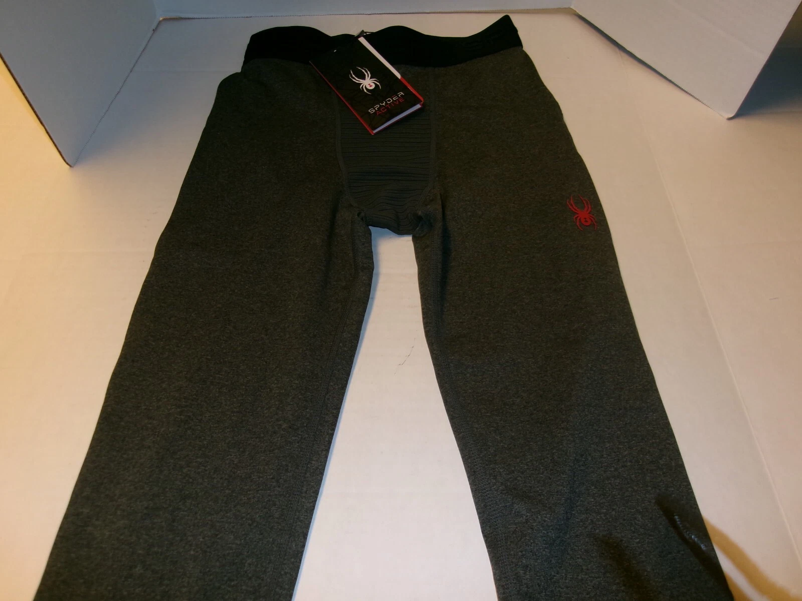 Spyder Active ProWeb Charcoal Gray Stretch Baselayer Pants Tights Men's Sz S NWT