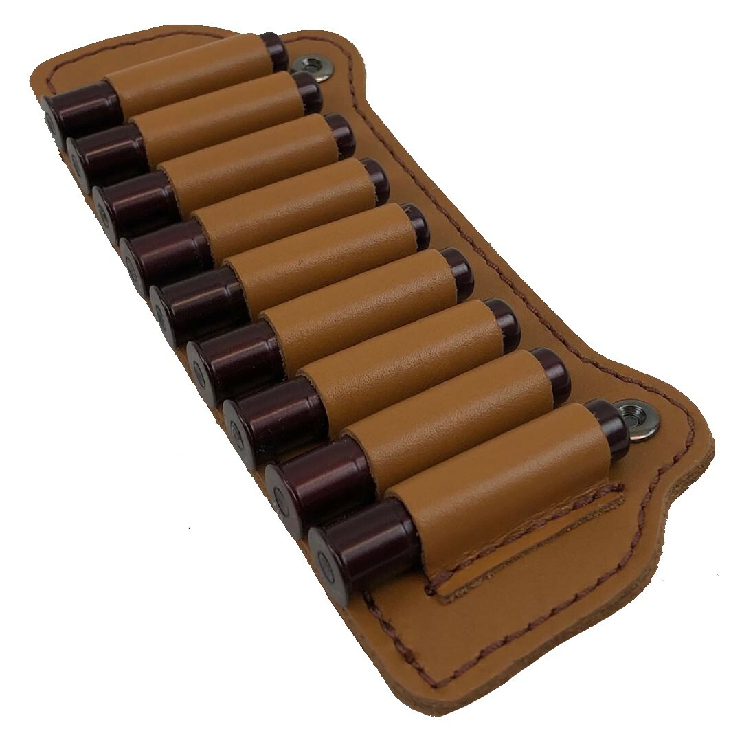 Real Leather SHOTGUN SHELL AMMO BELT SLIDE POUCH Fits 410 Gauge Shells ...