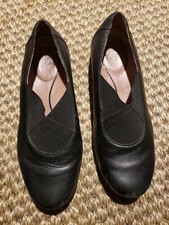 DANSKO ANN BLACK LEATHER FLAT SLIP ON LOAFERS ELASTIC WOMEN 39