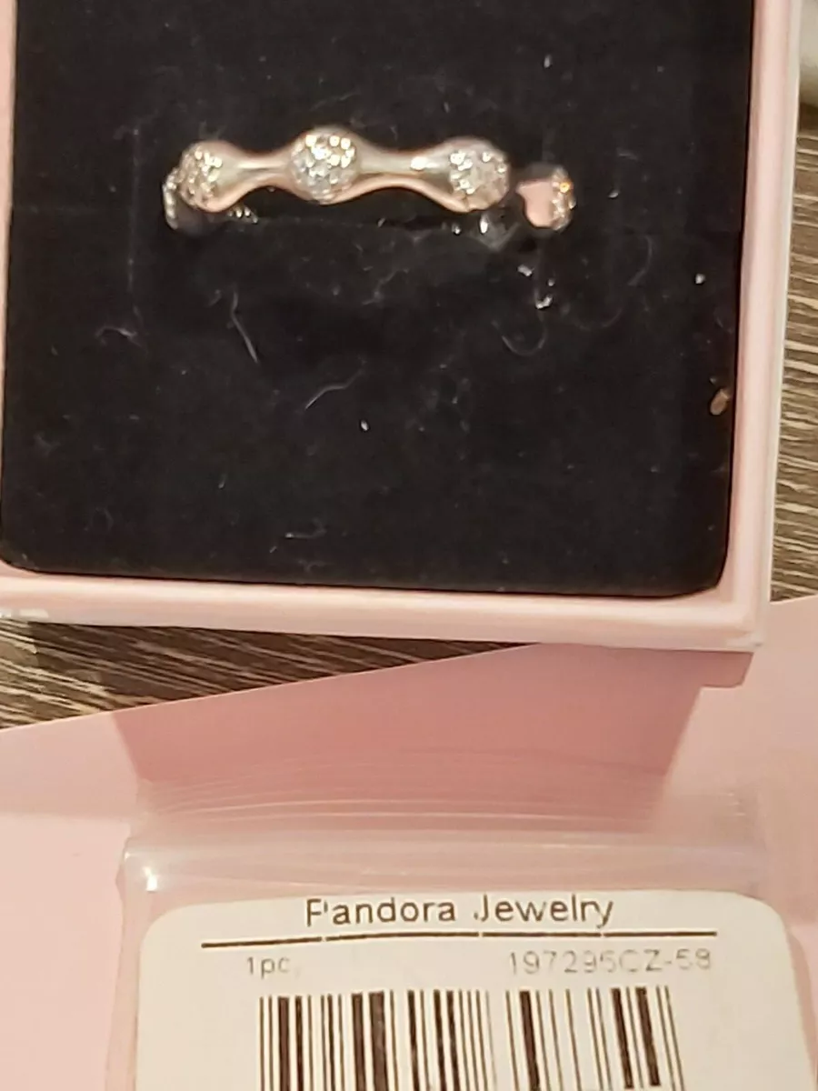 Auth PANDORA Sterling Silver RETIRED LovePods Ring wClear Zirconia