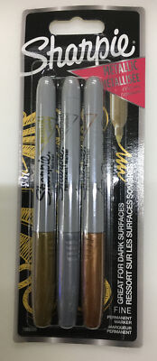 #Sharpie Permanentmarker mit feiner Spitze Metallicfarben sortiert 3er-Pack - NEU UK