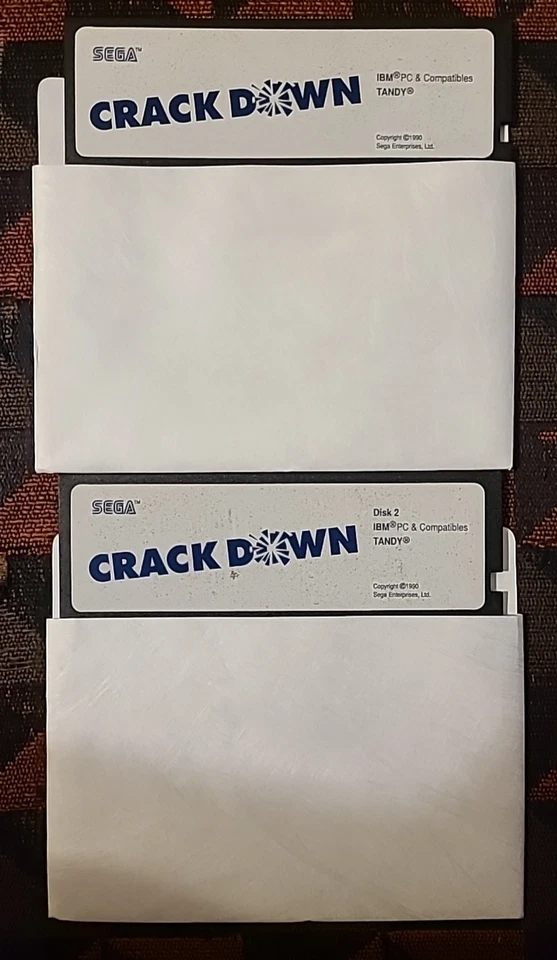 Crack Down (1990, Sega Arcade Hits, IBM Tandy PC) Big Box, 2 Disks, & Manual - Image 4 of 4