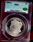 MORGAN SILVER DOLLAR 1880 S CAC MS 66 RARE COIN LOOKS PL LOW POP IN CAC HOLDER
