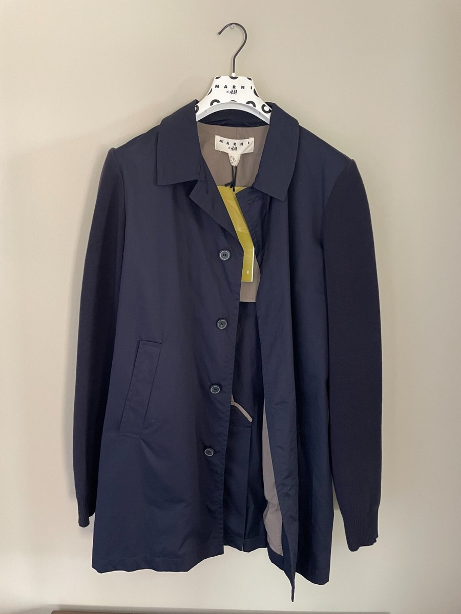 マルニ　メンズ　MARNI 青糸 コート　Mサイズ Marni x H&M Men's Blue Coat with Knitted Sleeves Size US 40R/M