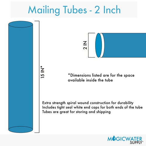 Tubos de correo con tapas, 2 pulgadas x 15 pulgadas (paquete de 2) | MagicWater Supply - Imagen 2 de 8