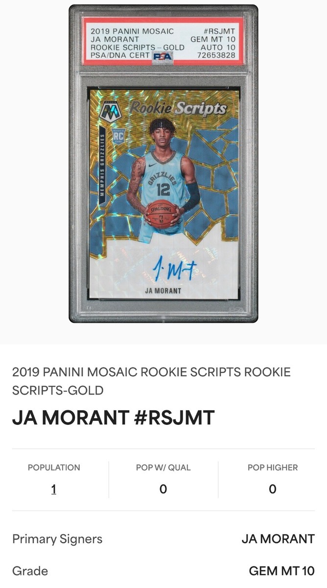 2019 Panini Mosaic Ja Morant Rookie Scripts Gold Auto /25 2019 Panini Mosaic Ja Morant Rookie Scripts Gold Auto /25