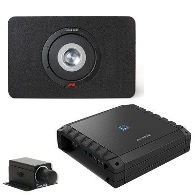 Alpine S2-A60M Amp w/ Rux, RS-SB12 12'' R-Series Shallow Subwoofer Enclosure