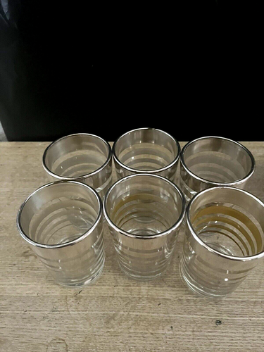 ART DECO PHILCO RADIOBAR STRIPED FEDERAL GLASS SET - 6 GLASSES AND PITCHER - Picture 3 of 7