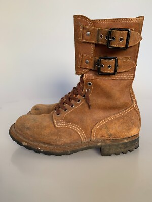 VTG Old French BMJA Ranger Mle52 Military Leather Boots Indochina