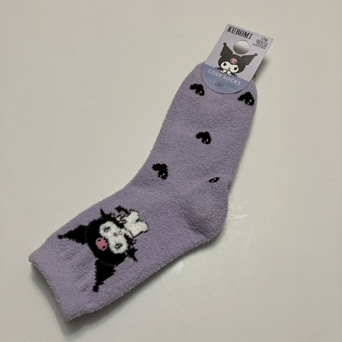 Primark Kuromi Acogedores Calcetines EE. UU. 6-10 Púrpura Lavanda Corazón Sanrio Suave Nuevo
