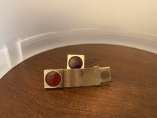Swank Vintage Gold Tone Red Cabochon Mesh Wrap Cuff links