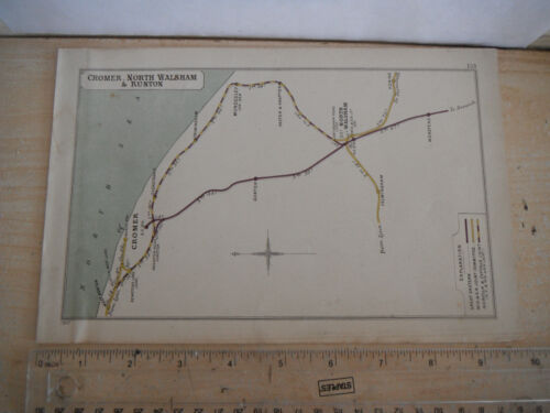 WEST RUNTON CROMER MUNDESLEY NORTH WALSHAM WORSTEAD NORFOLK RAILWAY MAP 1907 GER