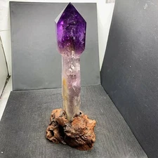 1.79LB Natural Amethyst Quartz Point Scepter Crystal Energy Reiki Decor+Stand