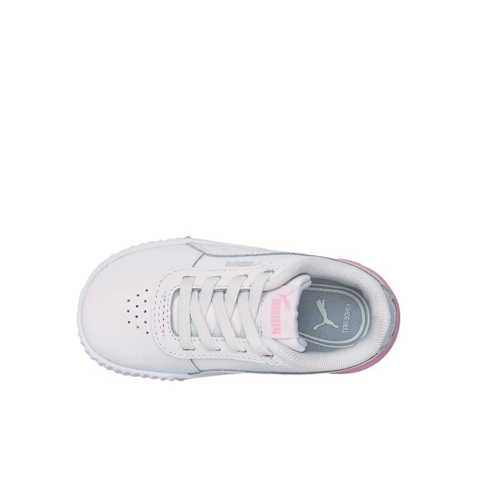 Zapatillas informales blancas PUMA Carina de cuero sin cordones para bebés niñas 373604-32 Foto 4 de 4