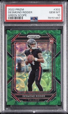 2022 PANINI PRIZM GREEN SCOPE #302 DESMOND RIDDER 53/75 PSA 10