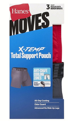 Hanes Moves Regular Length X-TEMP Total Support Pouch Anti Chafe