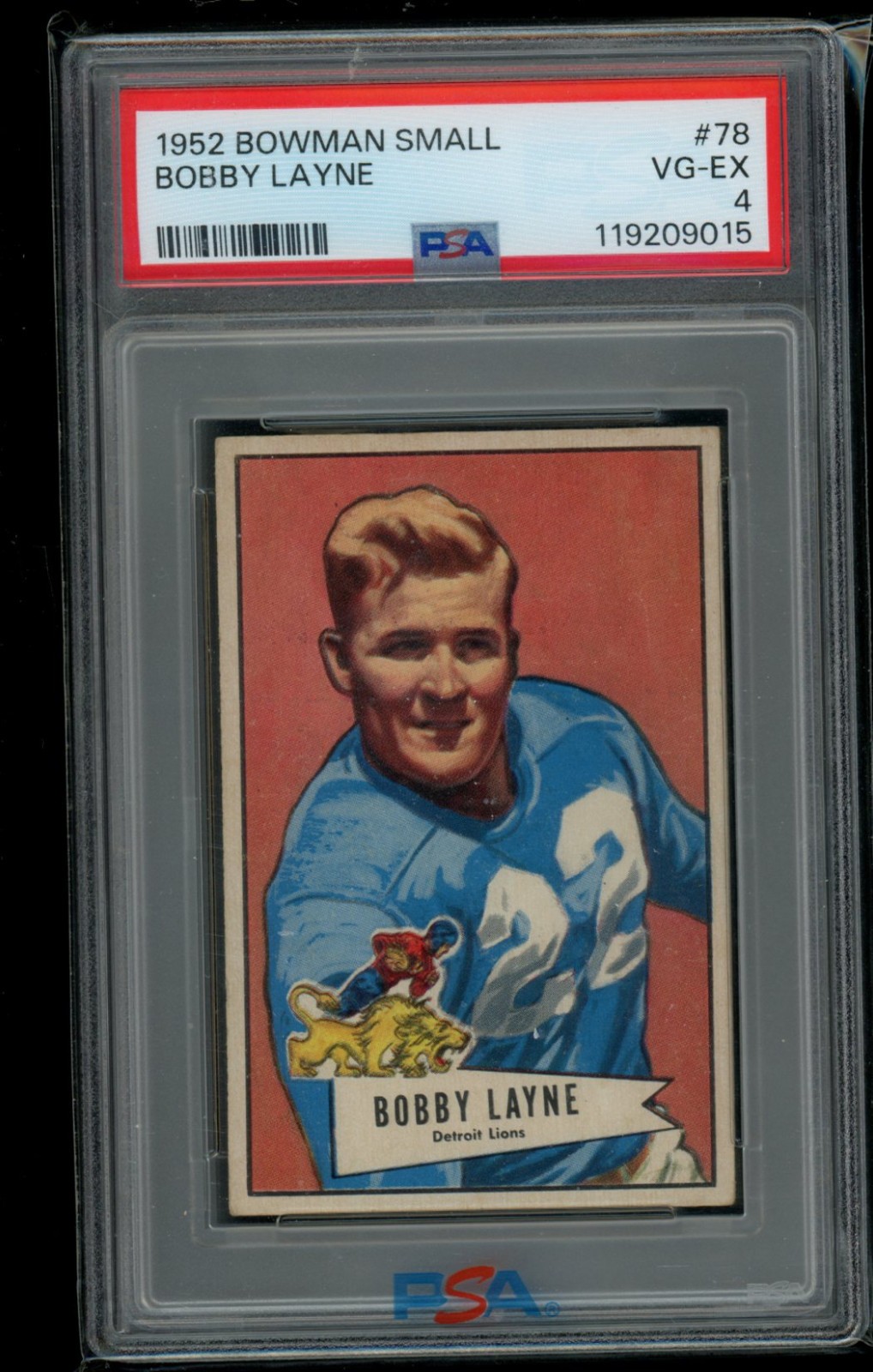 Bobby Layne - 1952 Bowman Small - The Bomber - PSA 4 - Centered - HOF