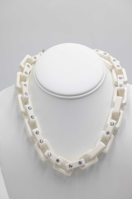 Open Edit White Link Rhinestones Nickel Free Nordstrom Necklace  NWT