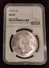 1879-S Morgan Silver Dollar $1 - NGC MS63 - San Francisco
