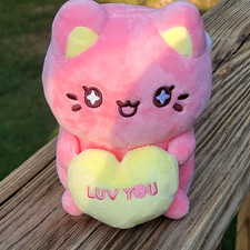 Aurora Tasty Peach Pink Candy Heart Meowchi 7" Valentine Plush Stuffed 2024