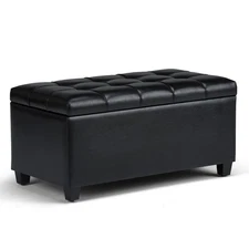 Sienna 33 inch Wide Transitional Rectangle Storage Ottoman Bench in Midnight ...