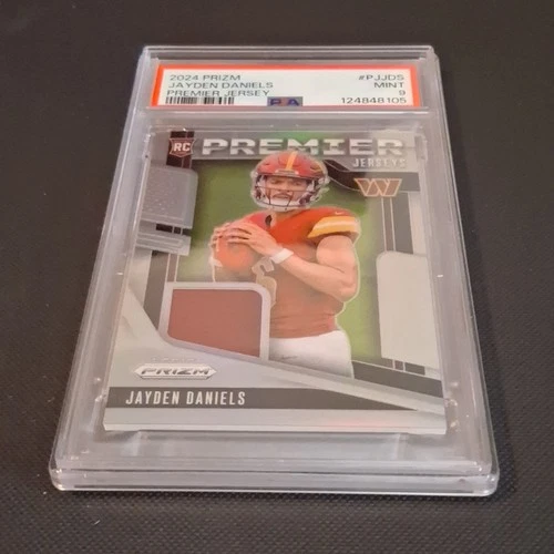 Panini 2024 Prizm Premier Jerseys Jayden Daniels Rookie #PJ-JDS PSA 9 Commanders