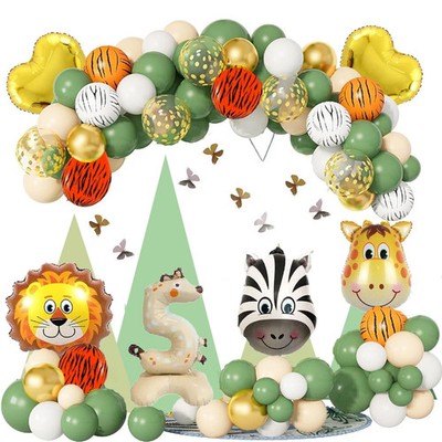 GROßE Tier Zahlen Folienballons stehend Dschungel Buchstaben 0-9 Alter Geburtstag Deko
