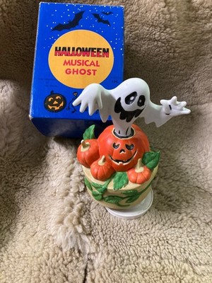Vintage 1980s Halloween Revolving Ceramic Musical Ghost: Phantom of the Opera w/