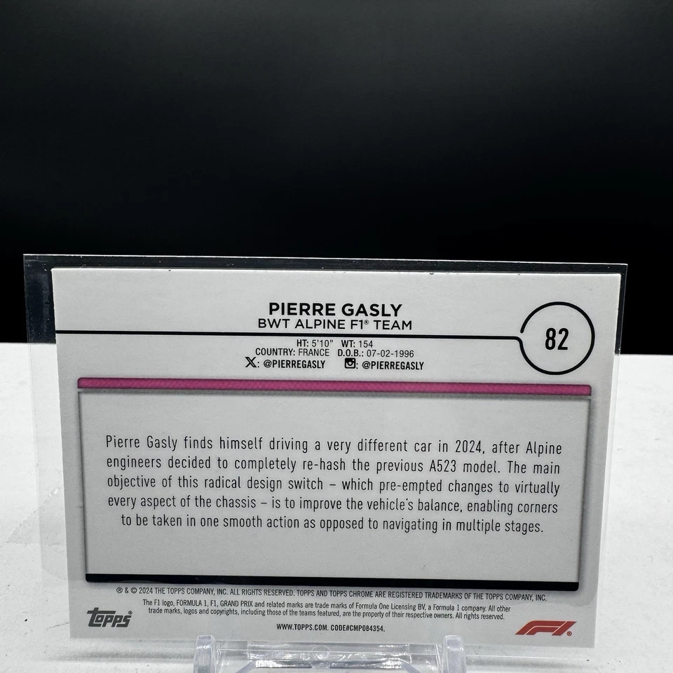 2024 Topps Chrome Formula 1 #82 Pierre Gasly - Image 2 of 2