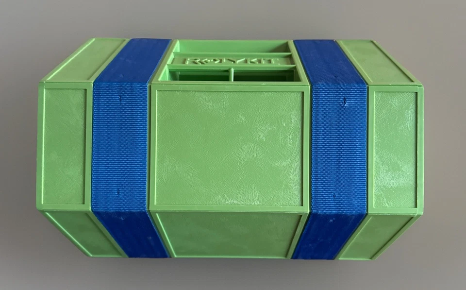 Caixa organizadora de armazenamento vintage ROLYKIT verde e azul sem divisórias - Imagem 2 de 4