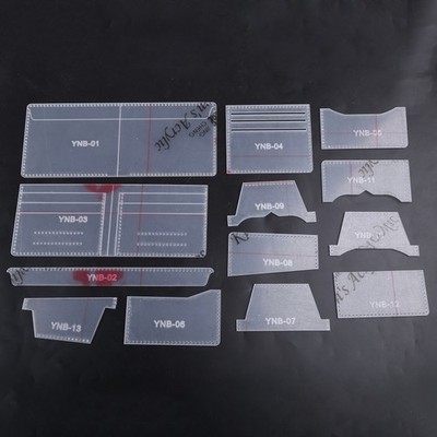 Leather Craft Tool Set 13pieces Acrylic Wallet Pattern Stencil Set Gift
