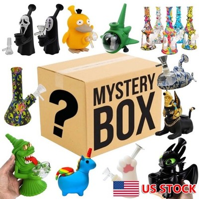 Random Blind Box Hookah Silicone & Glass Smoking Water Pipe Bong with Bowl NEW