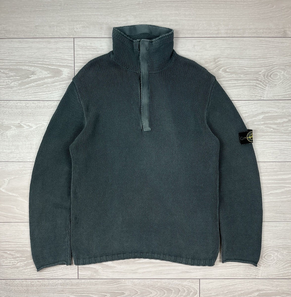 トップス 1997AW stone  knitwear Stone Island 1997 Red Chenille Cotton Knit Vintage Crewneck