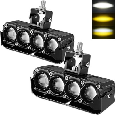 Motorcycle Fog Lights, 80W 8000LM Dual Color White Amber Driving Auxiliary Pod