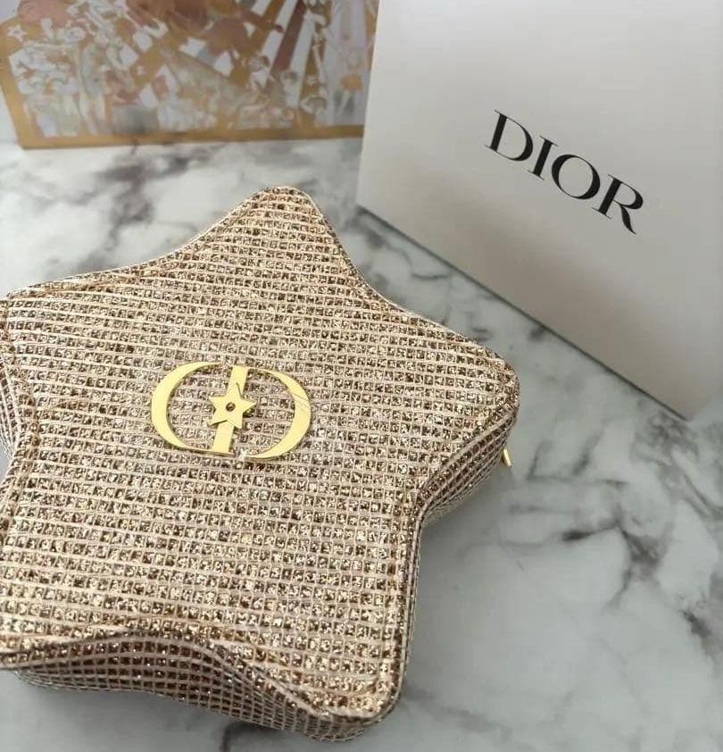 Christian Dior Pouch Star Gold Beige Novelty Holiday Exclusive