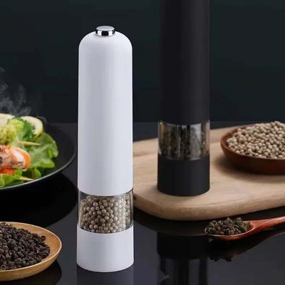 Electric Salt Pepper Mill Grinder 1 Button Easy Use Battery Powered Light Up LED