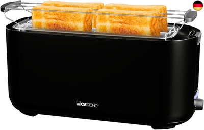 Clatronic Toaster 4 Scheiben | Toaster mit Brötchenaufsatz | Langschlitztoaster 