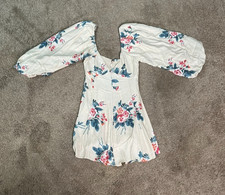 Free People Petite Frencesca Floral Print Mini Dress Long Balloon Sleeves Size S
