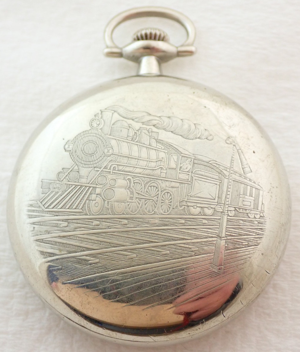 WATCH ANTIQUE ENGRAVED OPEN 18s LEVER SILVEROID SET CASE FACE POCKET - vintagewatches.pk