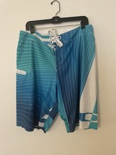 Y2K OP Ocean Pacific Board Shorts Size 36 Blue Green All Over Print