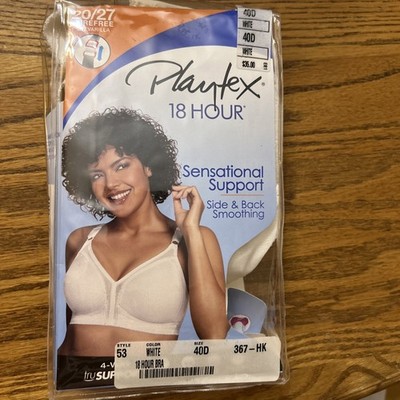 Playtex 18 Hour Sensational Support WireFree Full Coverage- White Bra 40D New