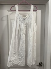 NWT Eileen West XL Short Nightgown White Romantic 100 Cotton Feminine Floral